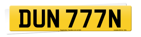 Registration number DUN 777N